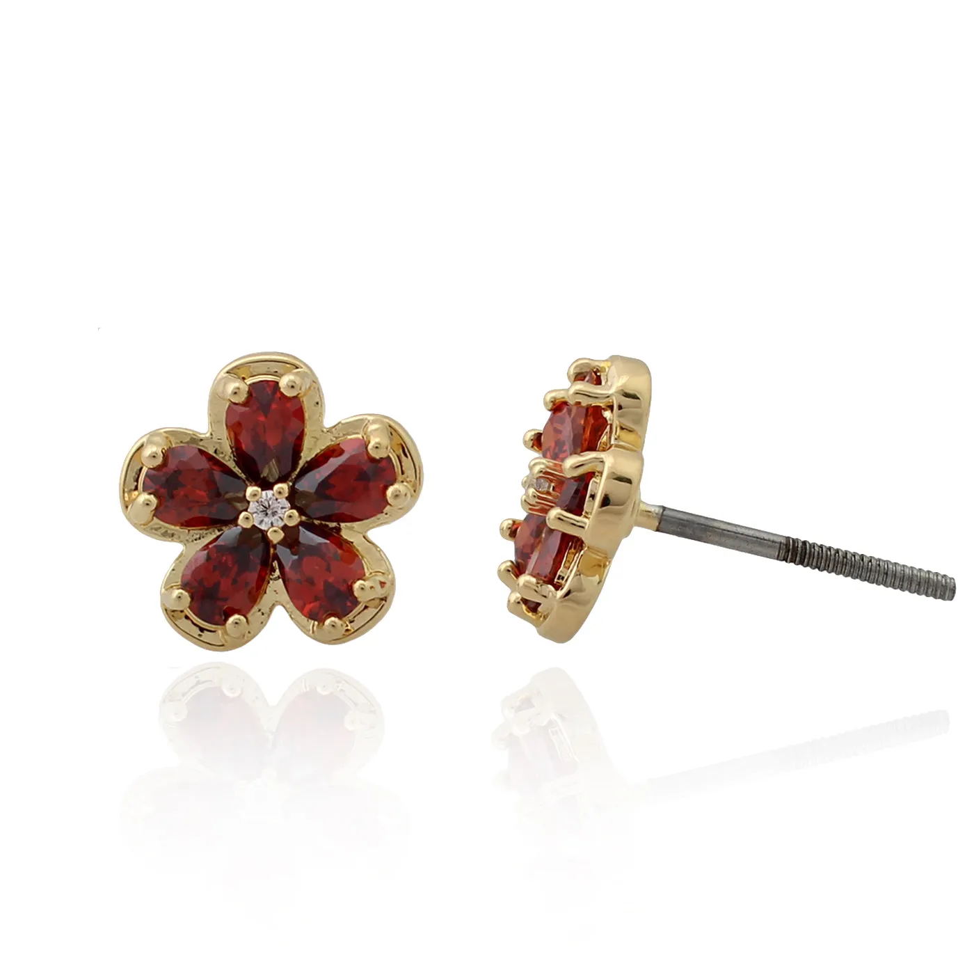 Sophisticated Decor Gold Plated Surgical Steel Mini Flower Stud Screwback Earring