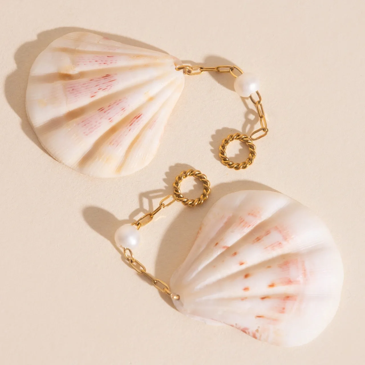 Elegant Trinket Jumbo Seashell Dangle Huggie Hoop Charms