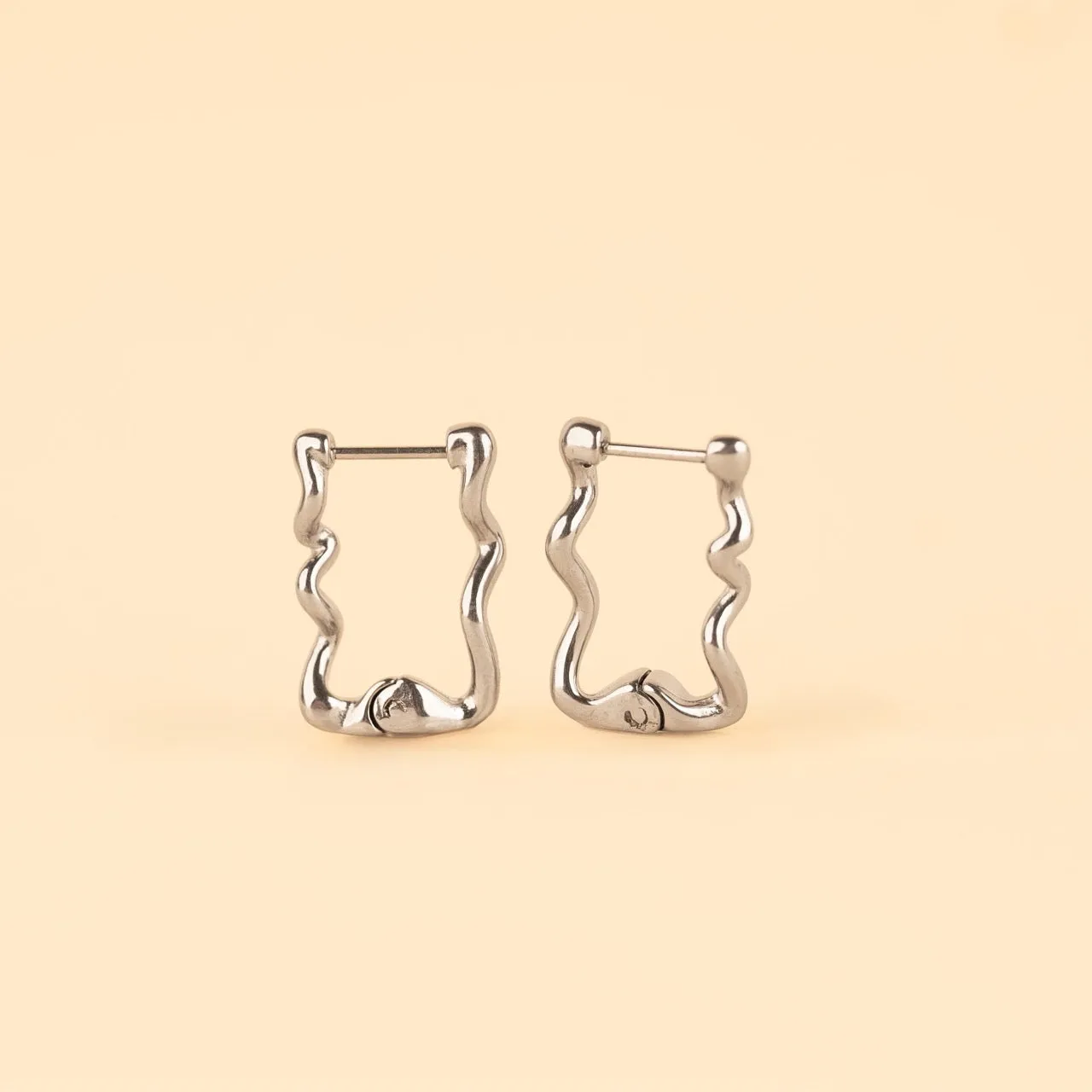 Squiggly Rounded Huggie Hoop Earrings Modern Look Stylish Product