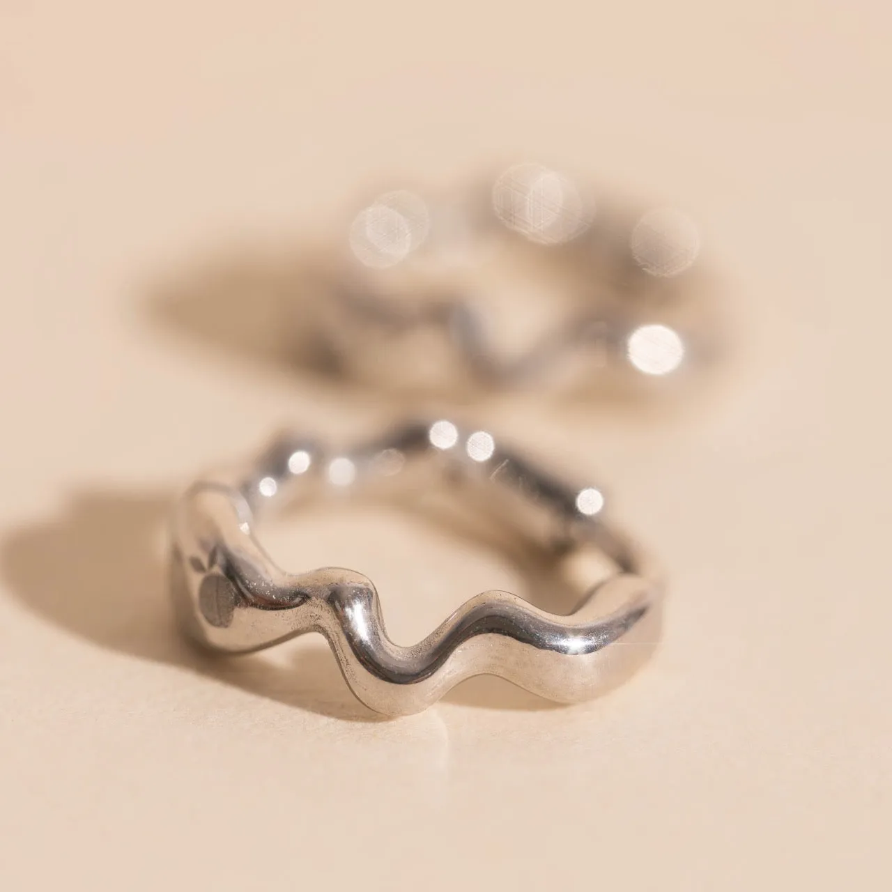 Decorative Aesthetic Squiggly Rounded Huggie Hoop Earrings