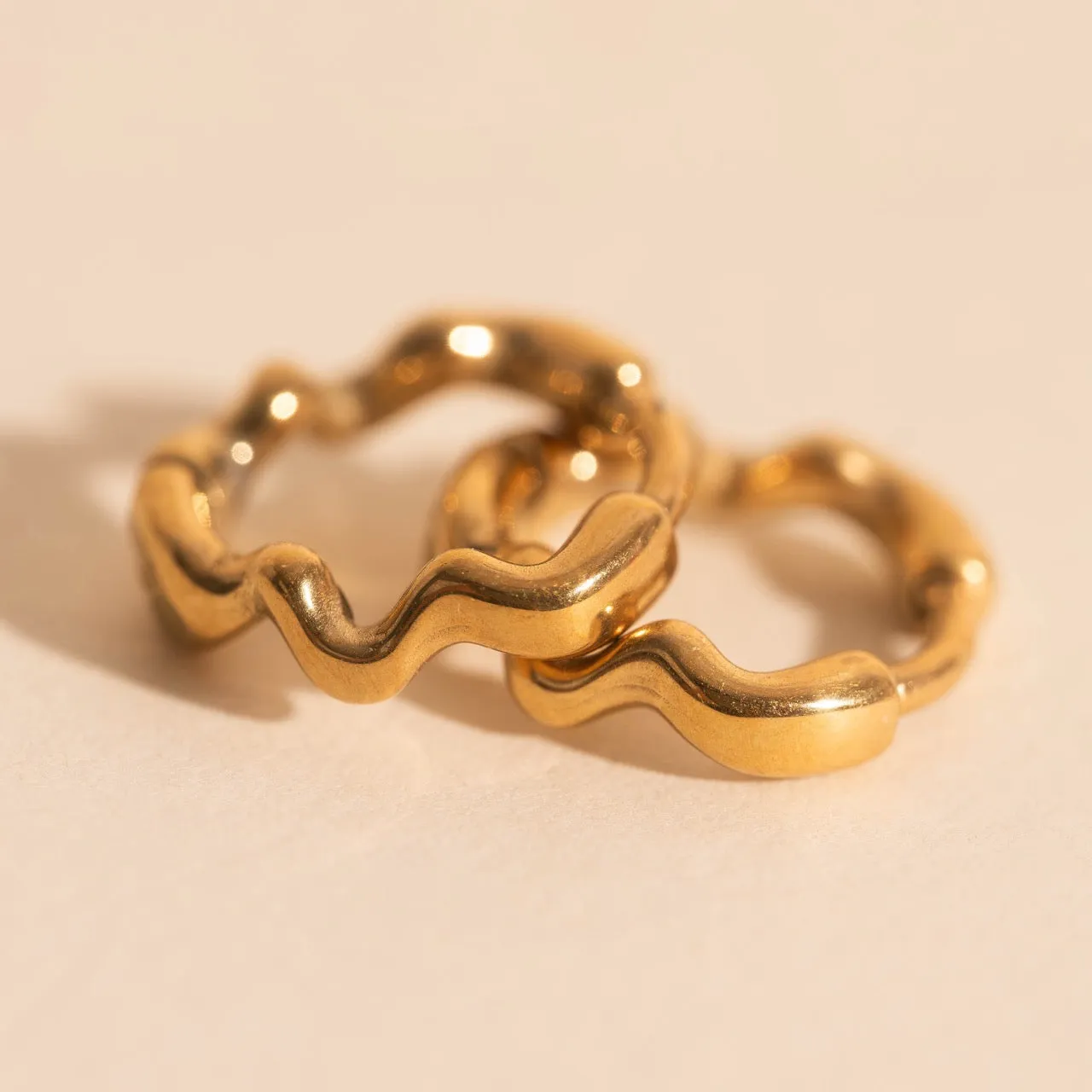 Squiggly Rounded Huggie Hoop Earrings Vacation Decoration