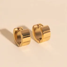Unique Accent Step Super Chunky Huggie Hoop Earrings