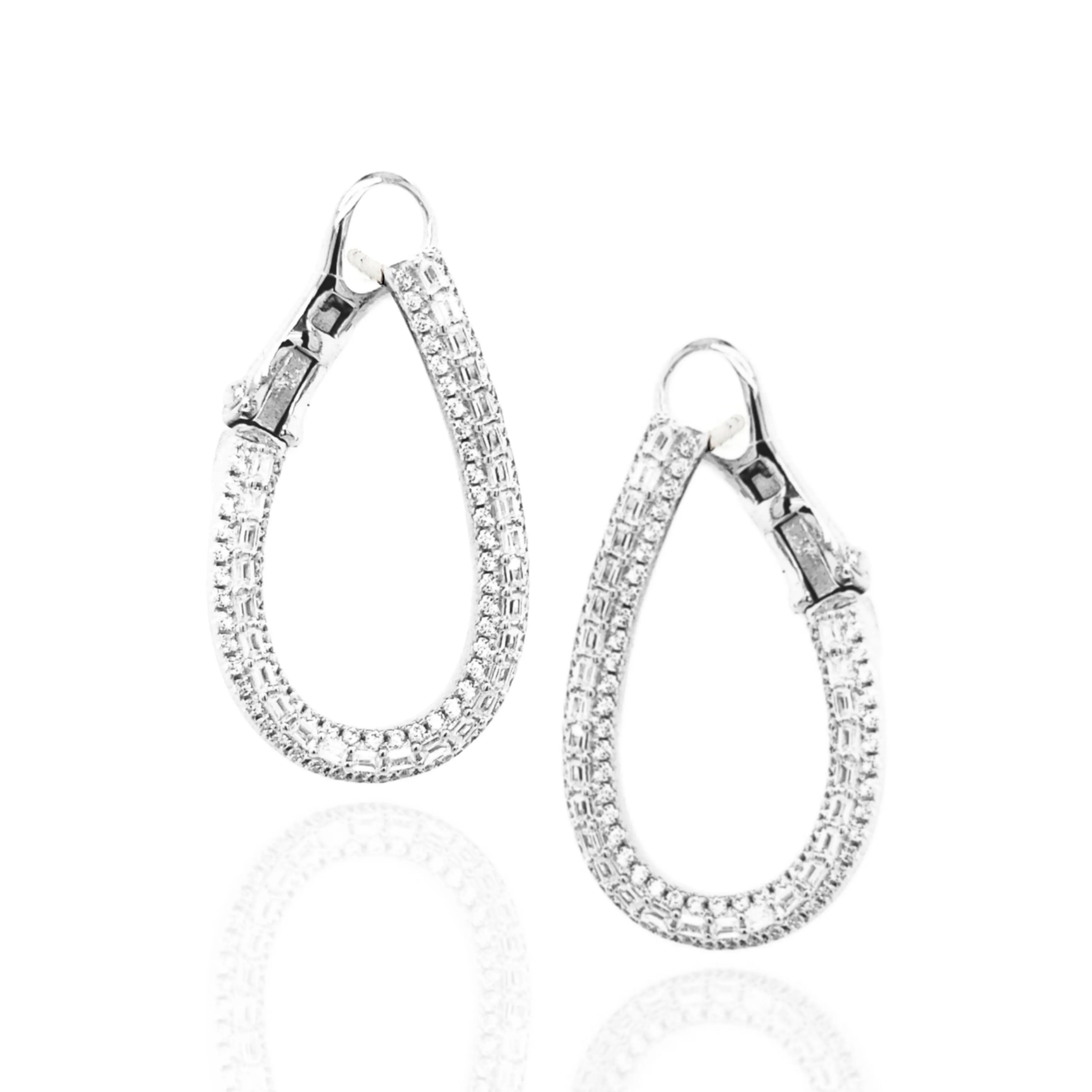 Iridescent Jewelry Sterling Silver And Micropave CZ Loop Earring