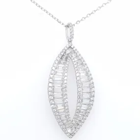 Sterling Silver Baguette Pendant Necklace Excellent Gift All Day