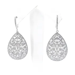 Sterling Silver Baguette Teardrop Earrings Matte Adornment