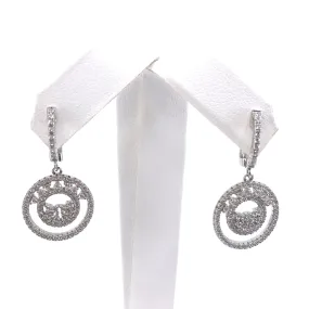Sterling Silver Circle Earrings Sparkling Accent Trendy Ornament