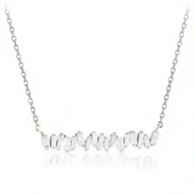 Sterling Silver CZ Baguette Bar Necklace Weekend Style Effortless Charm