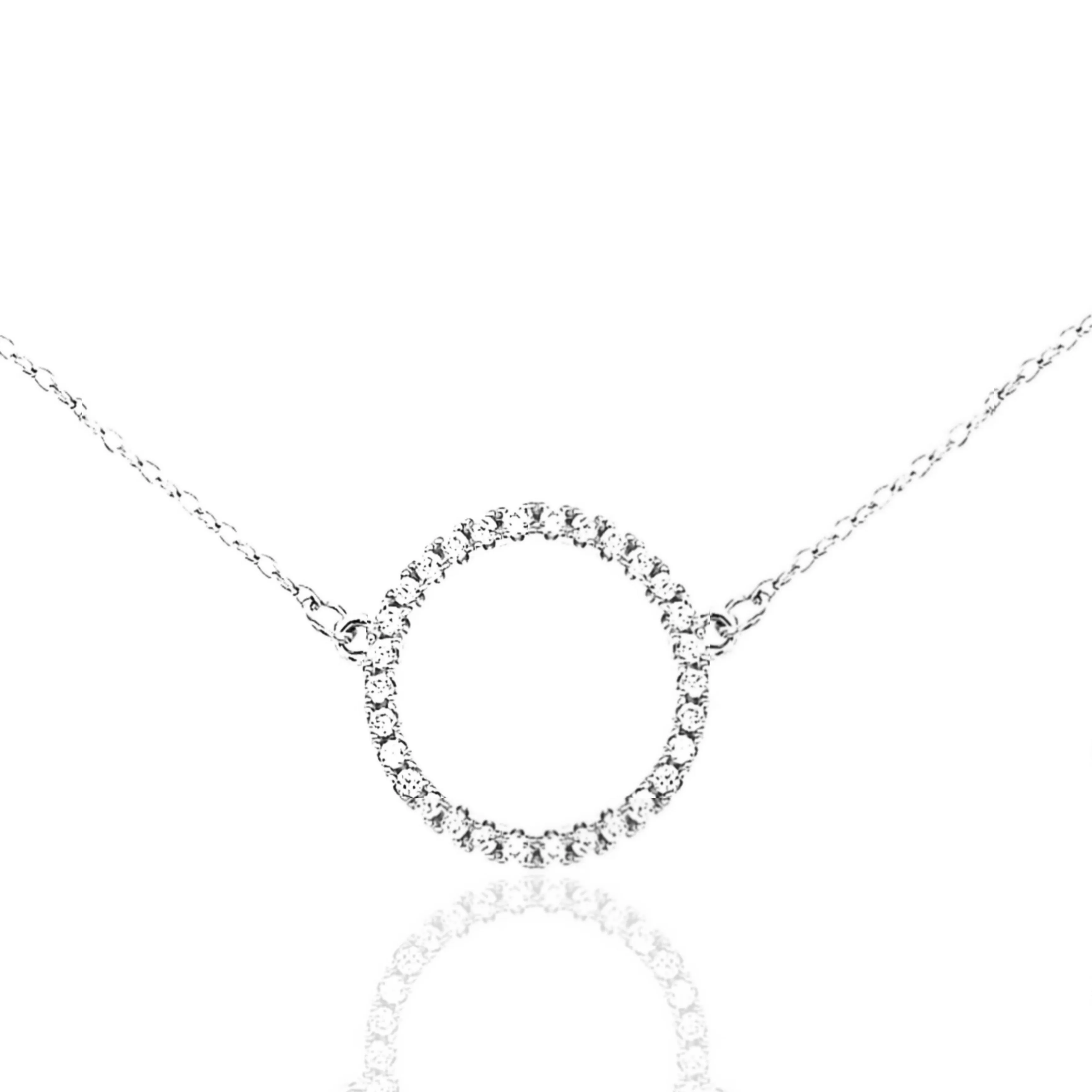 Sterling Silver CZ Circle Necklace Jeweled Adornment