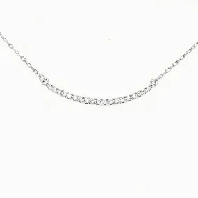 Weekend Gift Delicate Jewelry Sterling Silver CZ Curved Bar Necklace