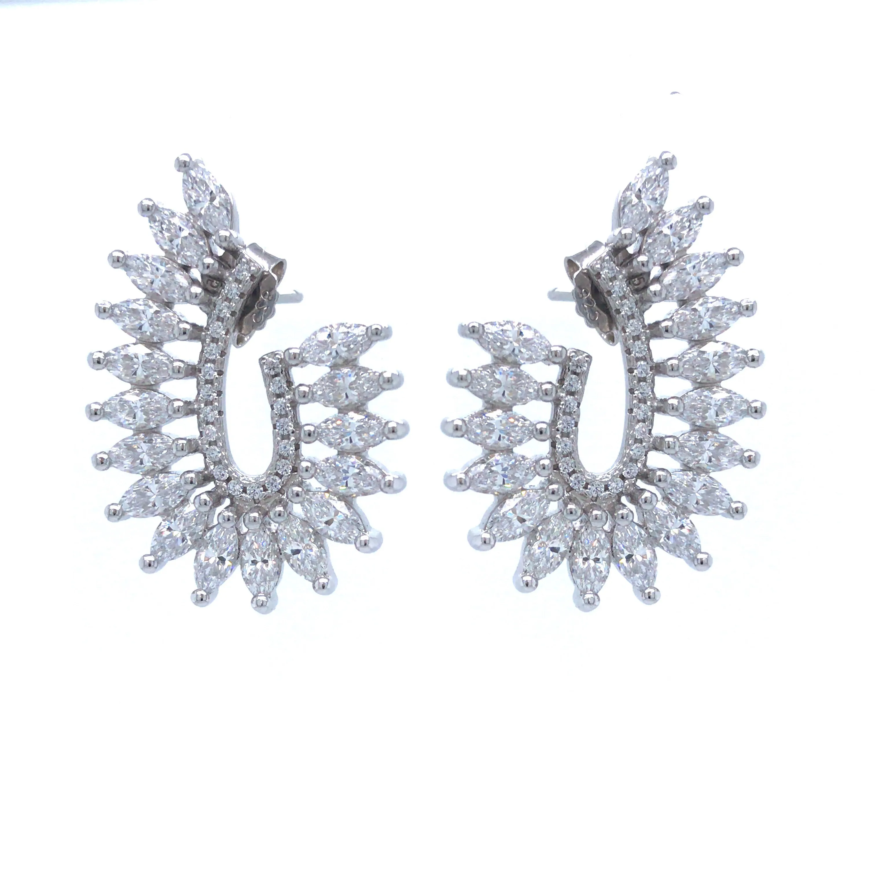 Sterling Silver CZ Large Stud Earring Stylish Embellishment