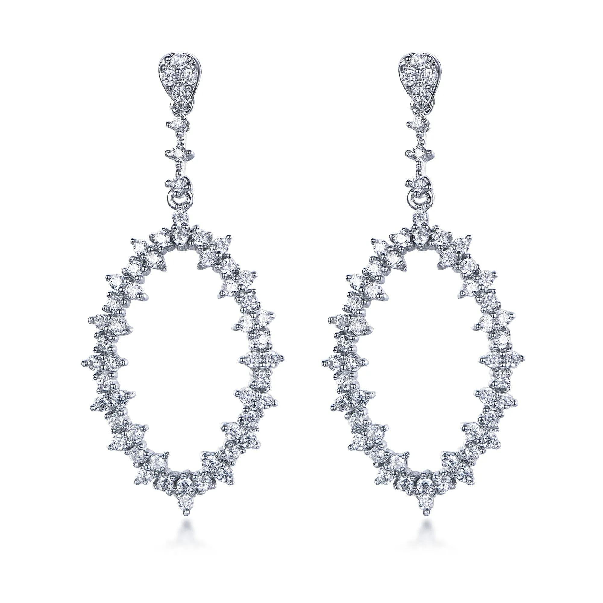 Charming Accent Sterling Silver CZ Marquis Earrings