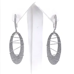 Straight Adornment Formal Ornament Sterling Silver CZ Oval Earrings