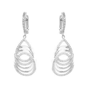 Sterling Silver CZ Overlapping Teardrops and Circles Earrings Affordable Design Artistic Item