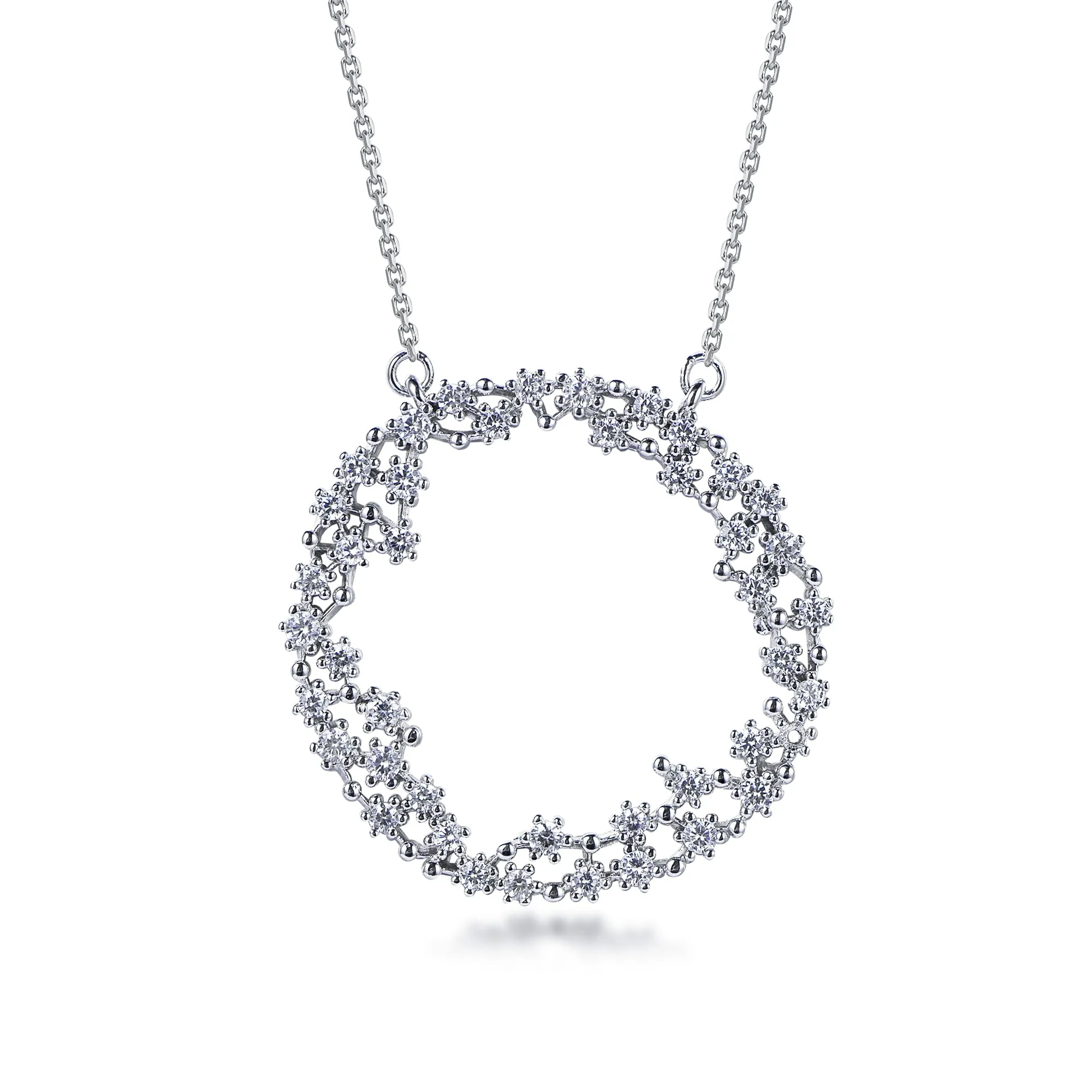 Braided Jewelry Sterling Silver CZ Sprinkled Necklace