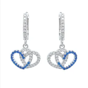 Sterling Silver Double Heart Earrings Vibrant Decoration Contemporary Item