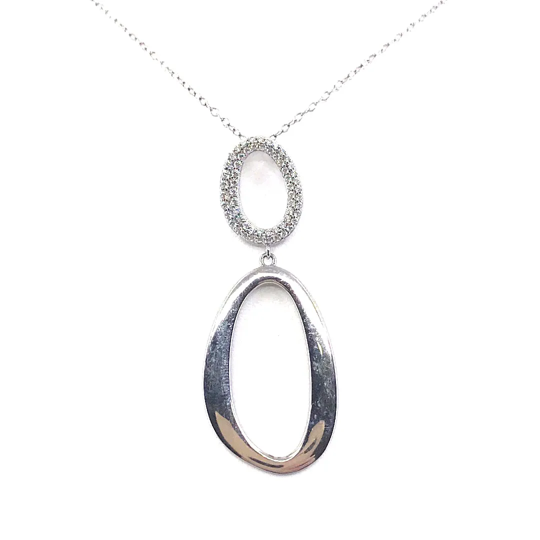 Daily Wear Outdoor Fun Sterling Silver Double Oval Pendant Necklace