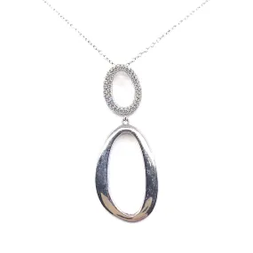 Smart feature comfortable accessory Sterling Silver Double Oval Pendant Necklace