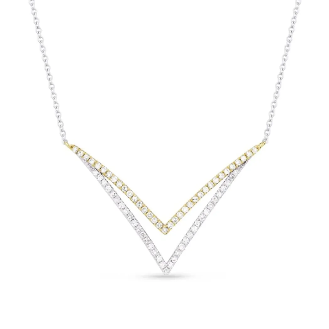 Best Style Work Environment Piece Sterling Silver Double V-Shaped Necklace