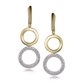 Sterling Silver Gold Plated Double Circle CZ Earring High-Quality Accent