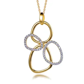 Sterling Silver Gold Plated Interlocking Circles CZ Pendant Necklace Modern Gift Friendship Gift