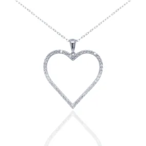 Pretty Accessory Sterling Silver Heart Micropave CZ Pendant Necklace
