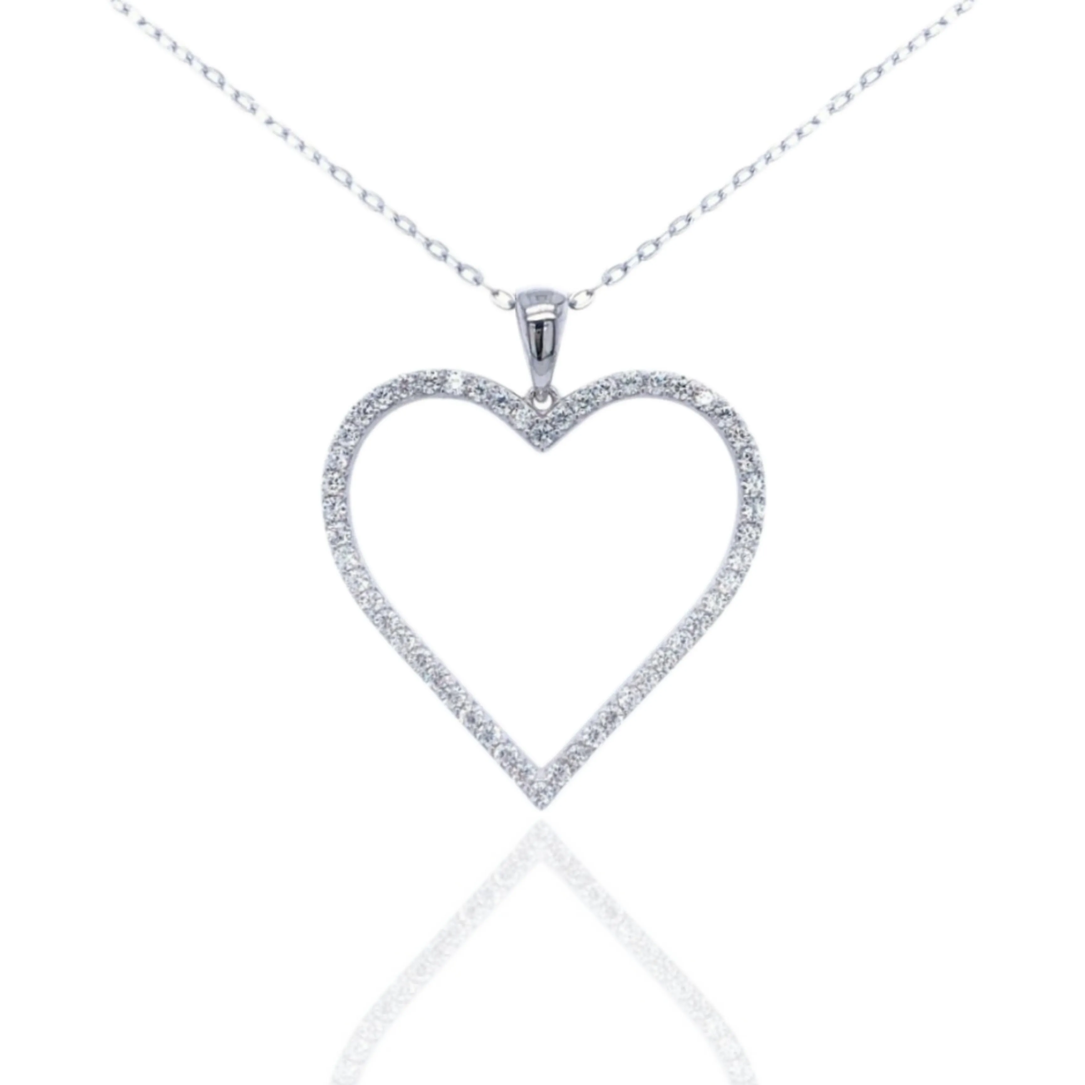 Pretty Accessory Sterling Silver Heart Micropave CZ Pendant Necklace