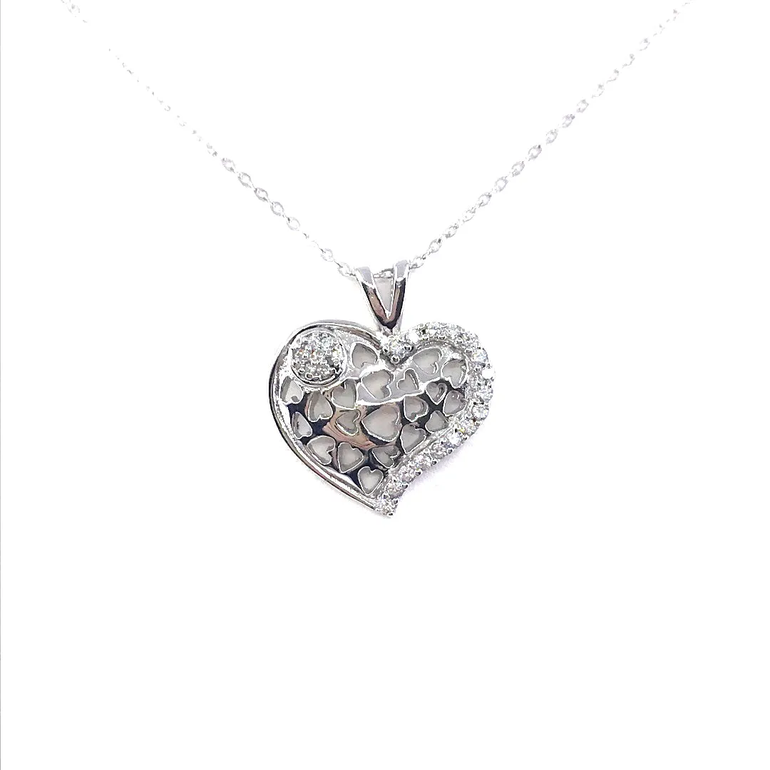 Romantic Mood Festive Gift Sterling Silver Heart Pendant Necklace
