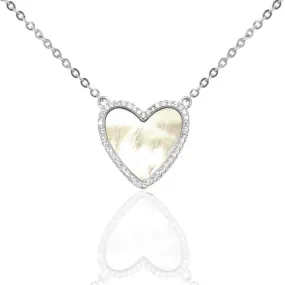Fashionable Ornament Business Style Sterling Silver Heart With CZ Necklace