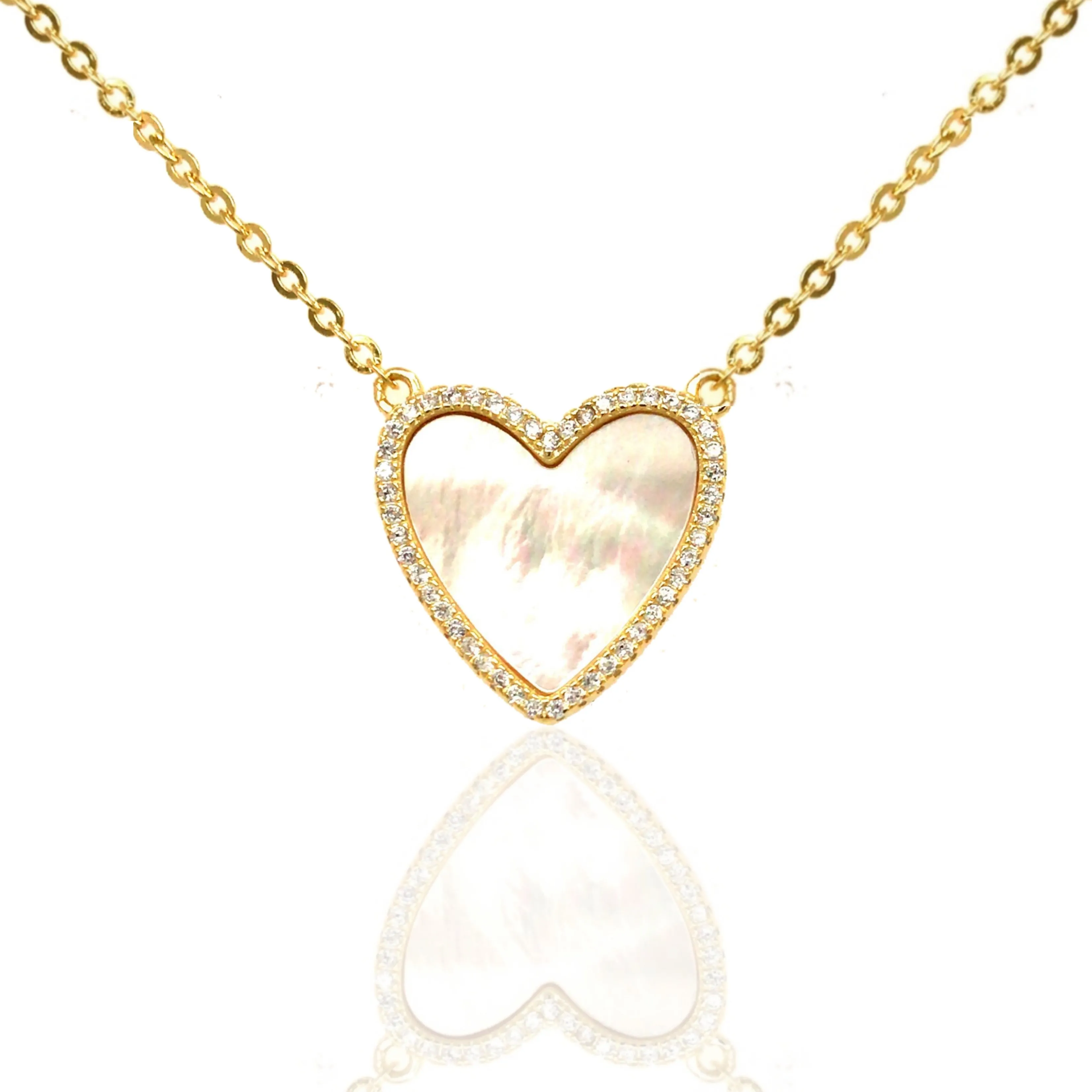 Friendly Gift All Ages Adornment Sterling Silver Heart With CZ Necklace