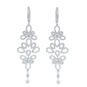 Luxurious Look Sterling Silver Large Floral Earring