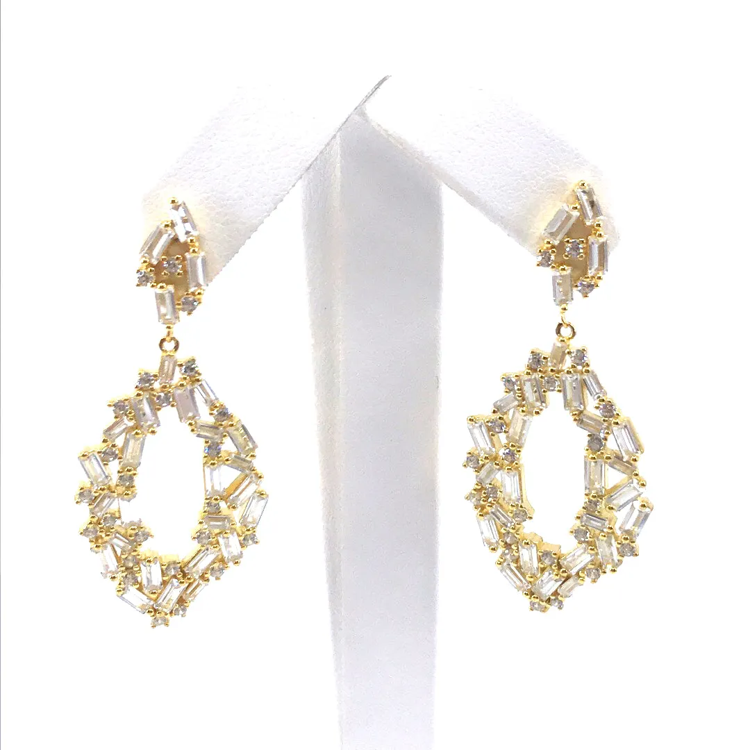 Vacation Accent Sterling Silver Marquis Baguette Earrings