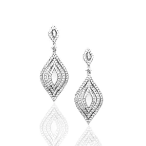 Sterling Silver Marquis CZ Micropave Earrings Vintage Item