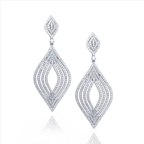 Radiant Finish Sterling Silver Marquis Micropave Earrings