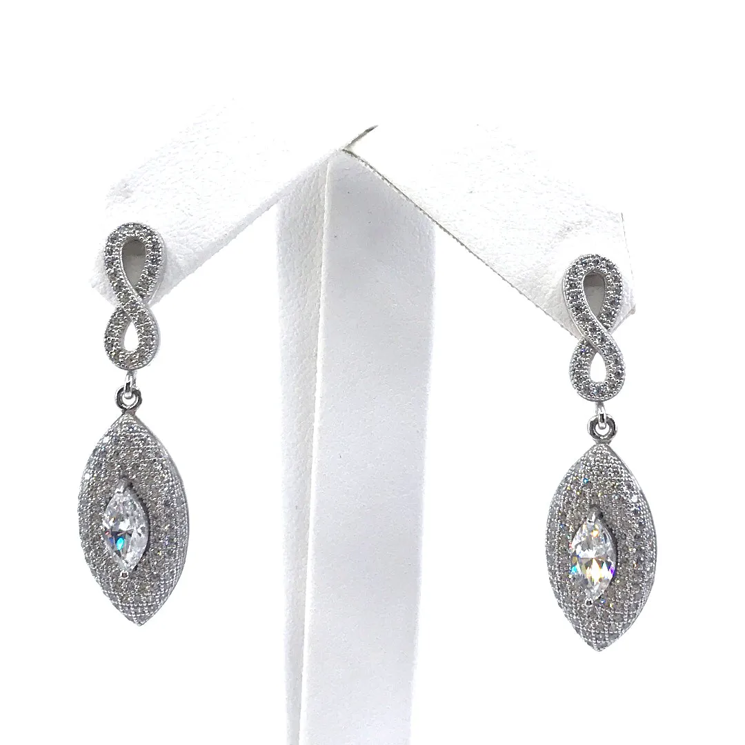 Heart-Shaped Jewelry Sterling Silver Marquis-Shaped Earrings