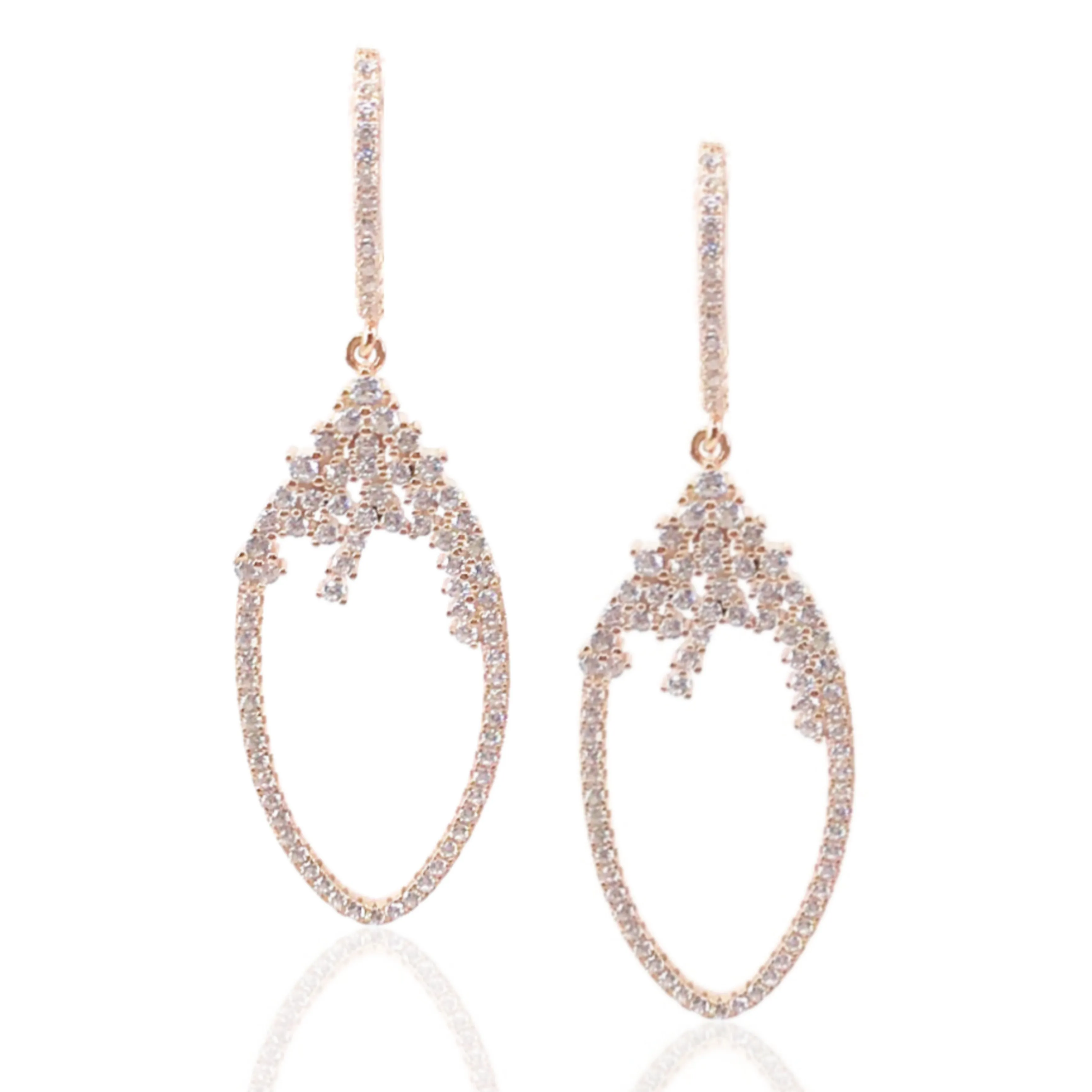 Sparkling Piece Sterling Silver Marquis-Shaped Micropave CZ Earrings