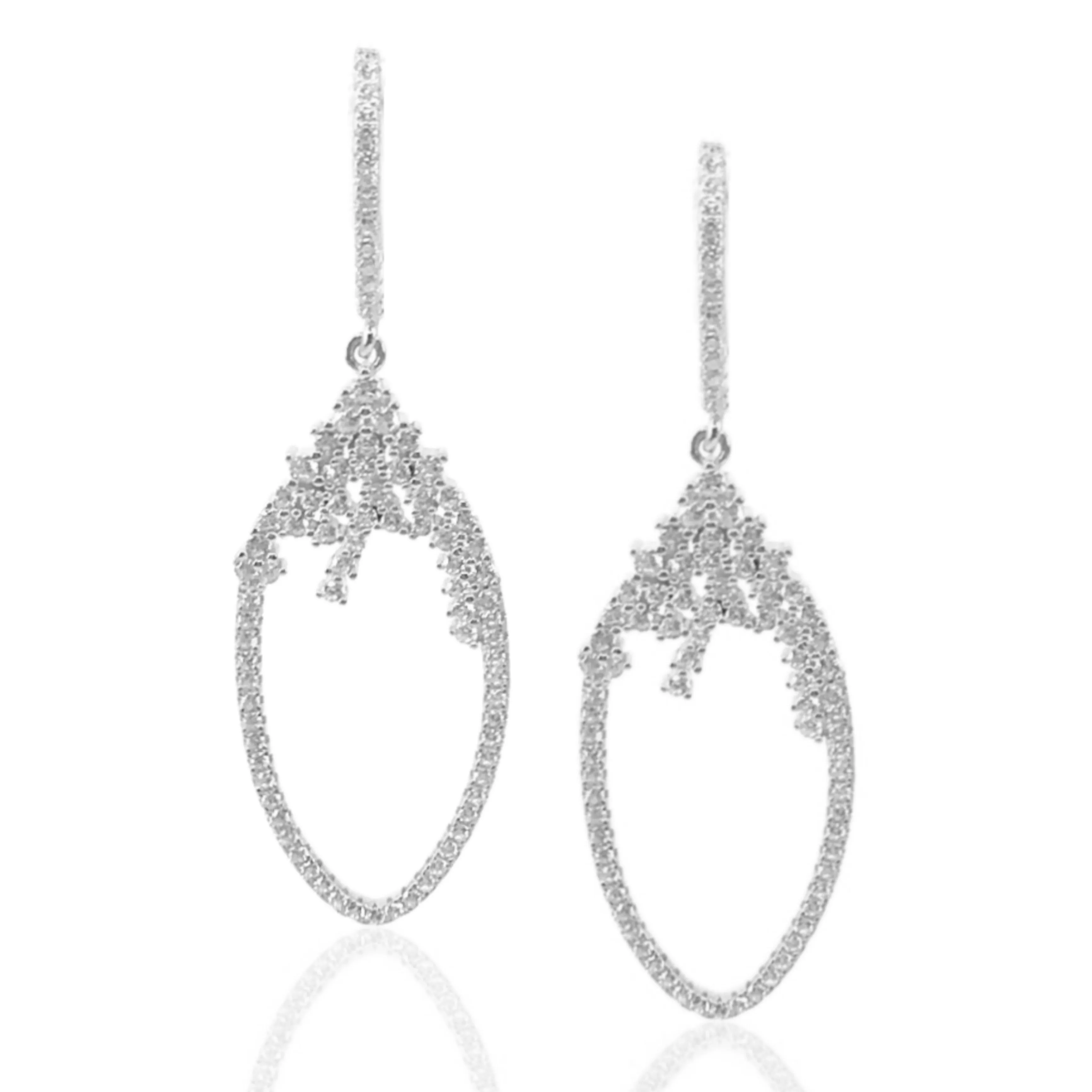 Sterling Silver Marquis-Shaped Micropave CZ Earrings Brilliant Selection