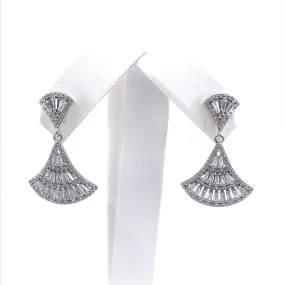 Sterling Silver Micro Pave Baguette Earrings Large Piece