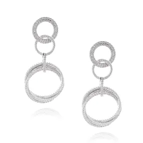 Business Adornment Wedding accessory Sterling Silver Micro Pave Circle Earrings
