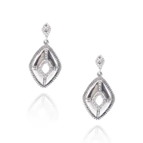 Exquisite Item Safe product Sterling Silver Micropave CZ Diamond-Shape Earrings
