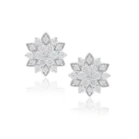 Sterling Silver MicroPave CZ Flower Stud Earrings Opulent Ornament