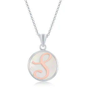Sterling Silver Mother Of Pearl Initial "S" Pendant Necklace Professional Style Ageless Accessory