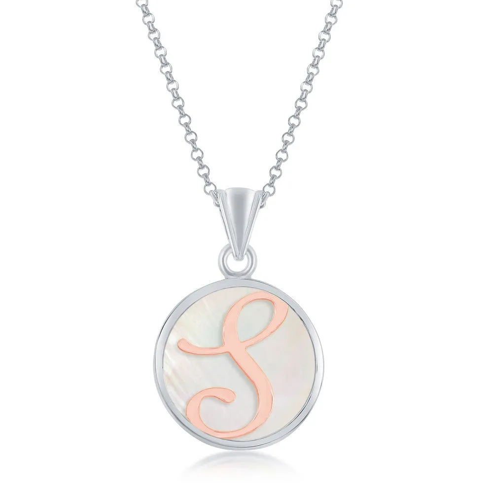 Gentle Finish Stylish piece Sterling Silver Mother Of Pearl Initial "S" Pendant Necklace