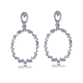 Embellished Ornament Sterling Silver Oval CZ Earring