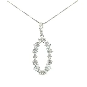 High-Quality Item Sterling Silver Oval CZ Pendant Necklace