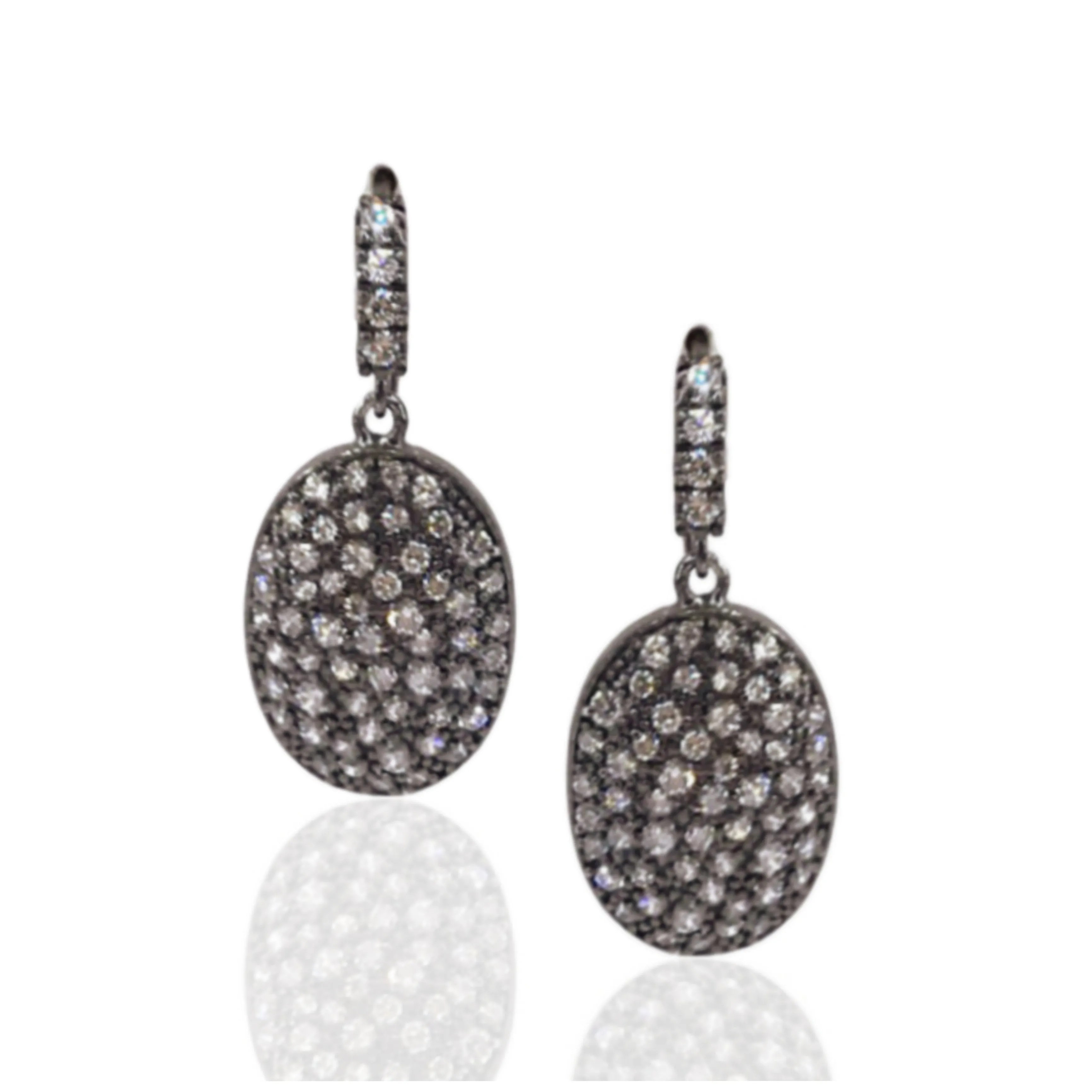 Small Ornament Simple Accent Sterling Silver Oval Earrings