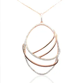 Sterling Silver Oval Pendant Necklace Refined Detail Attractive Piece