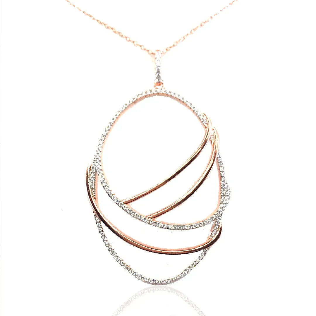 Sterling Silver Oval Pendant Necklace Attractive Design