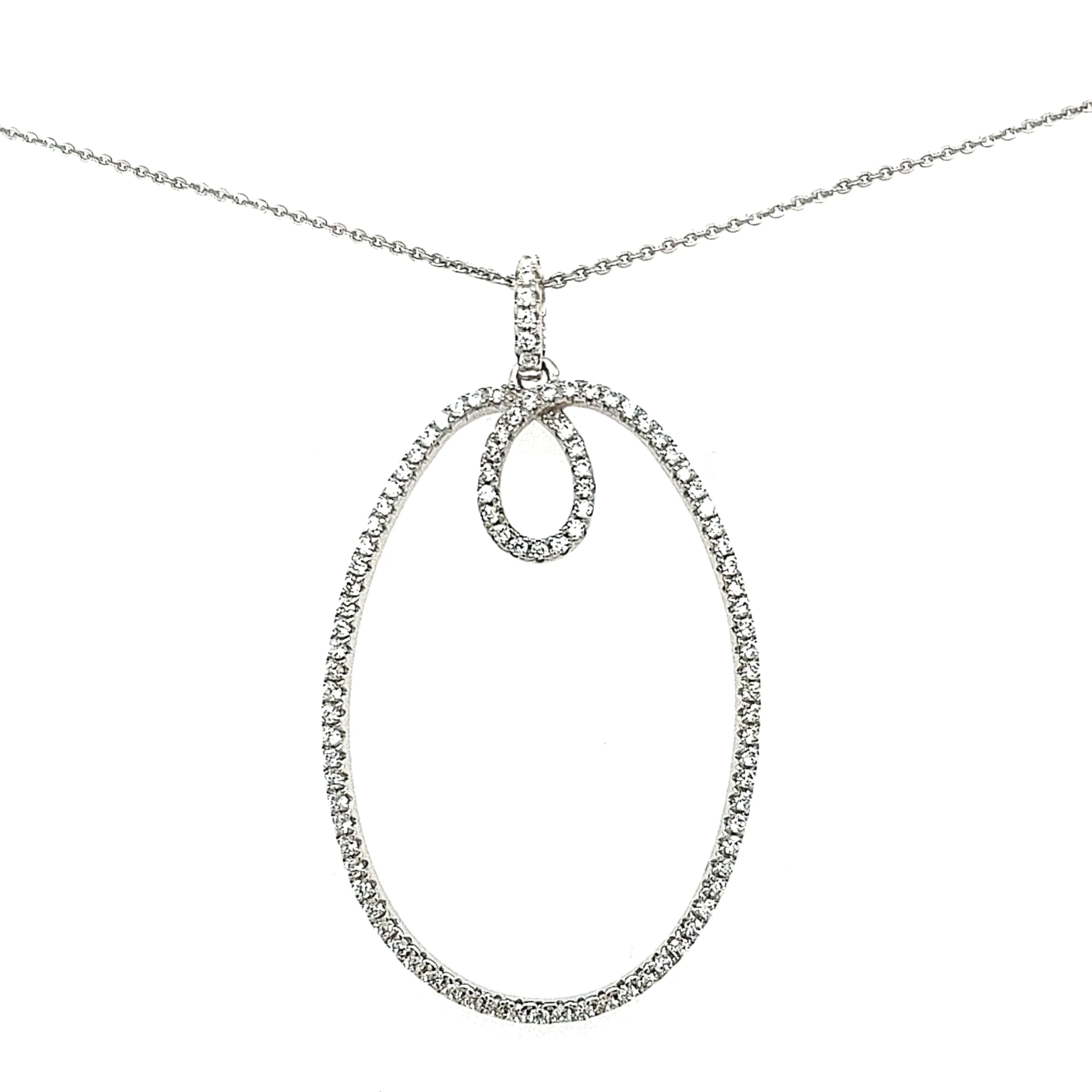 high-end design Sterling Silver Oval Pendant Necklace
