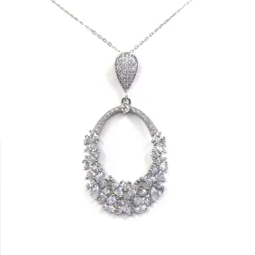 Great Adornment Sterling Silver Oval Pendant Necklace