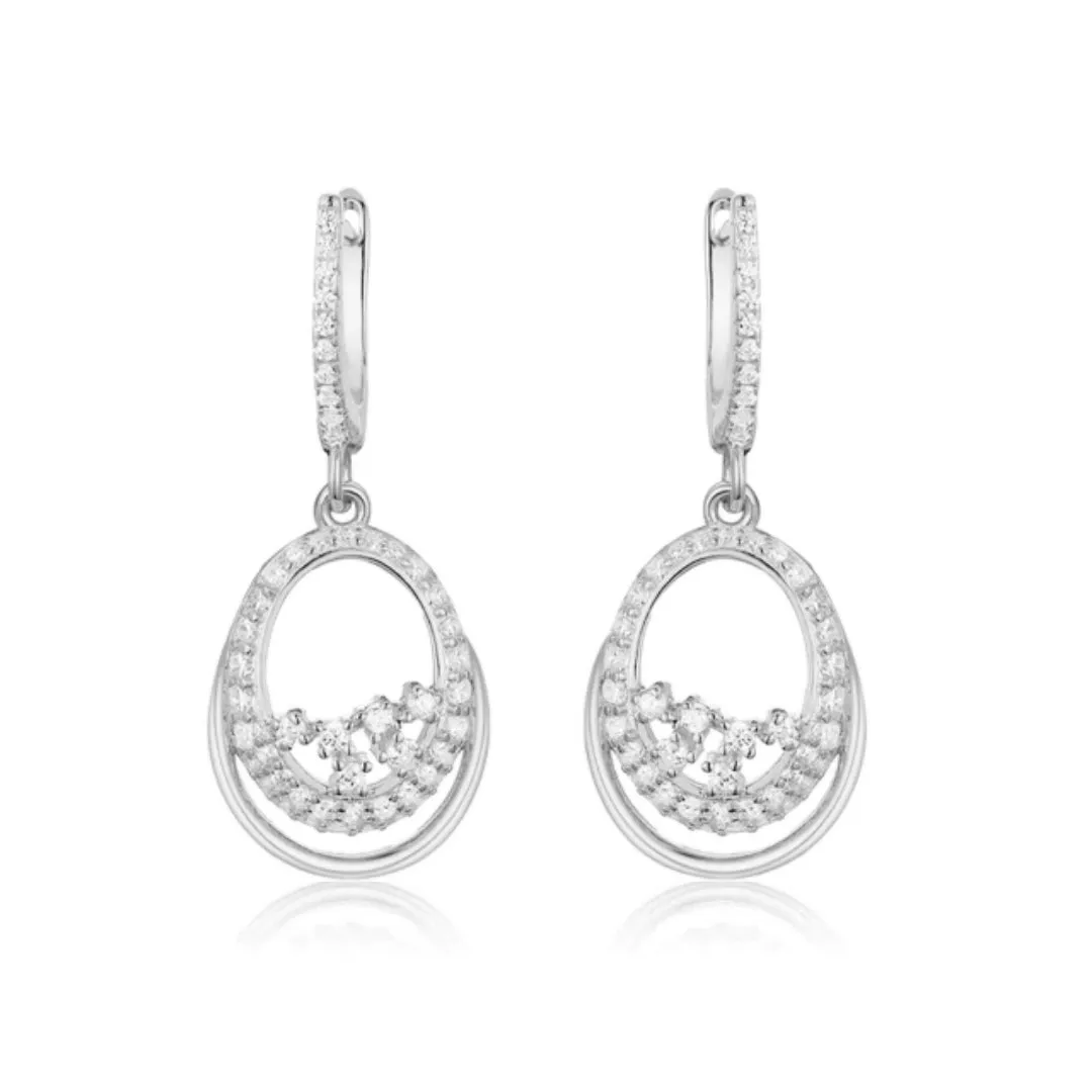 Matte Ornament Lightweight Choice Sterling Silver Oval With CZ Earring